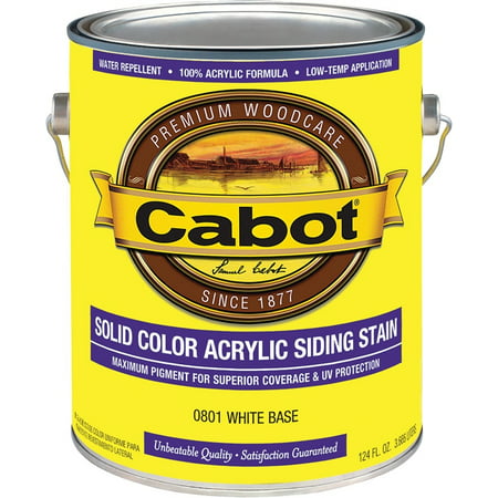 Cabot Solid Tintable White Base Water-Based Acrylic Solid Color Acrylic Deck Stain 1 gal. - Case Of: 4; Each Pack Qty: (Best Solid Color Acrylic Deck Stain)