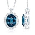 thumbnail image 4 of Rosec Jewels London Blue Topaz Pendant Necklace with Chain - 2.5 Ct - Blue Topaz Diamond Necklace - Ready to Gift, 14K White Gold, 4 of 7