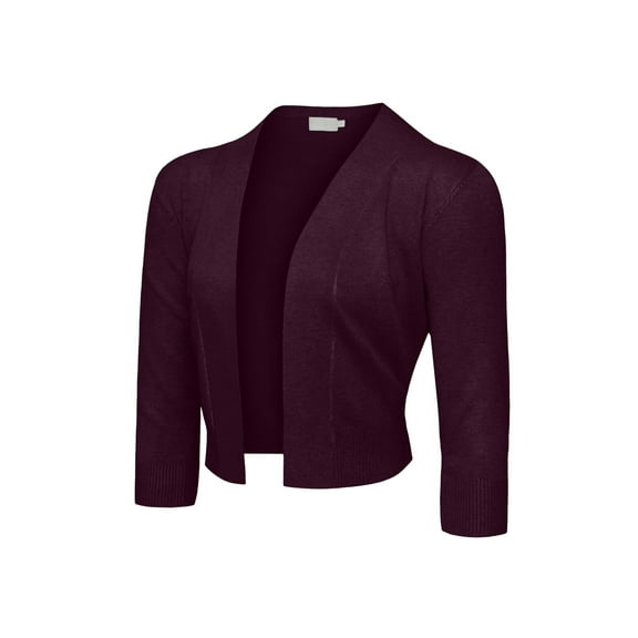 G-Style USA Women's 3/4 Sleeve Open Front Cropped Cardigan Sweater (S-XL)