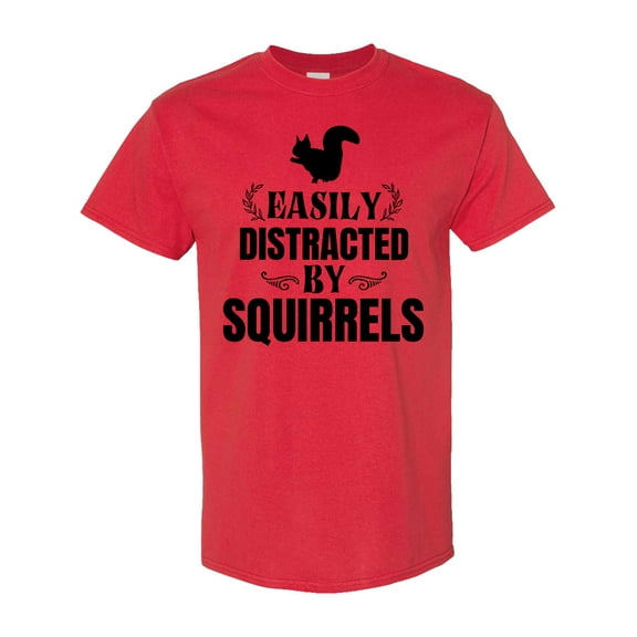 Inktastic Easily Distracted by Squirrels T-Shirt