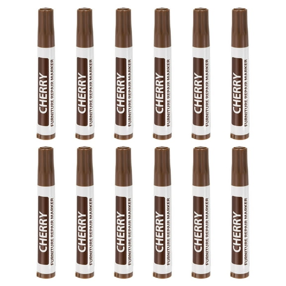 Uxcell Furniture Repair Wood Markers, 12 Pack Cherry Touch Up Filler Sticks, Oil Based Paint Markers for Scratches, Wood Floors