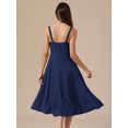 thumbnail image 3 of DARING DIVA Women's Spaghetti Strap Sweetheart Neck Side Slit A Line Dresses M Dark Blue, 3 of 6