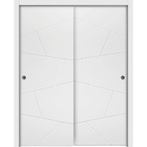 Sliding Closet Bypass Doors 72 x 80 inches | Planum 0990 Painted White | Sturdy Rails Moldings Trims Hardware Set | Wood Solid Bedroom Wardrobe Doors