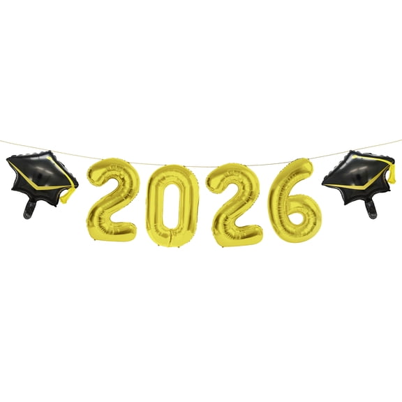 2026 Balloon Banner Decoration, Gold and Black, 6.6', 8 Pieces, Graduation by Way To Celebrate