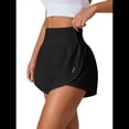 thumbnail image 2 of Pantalones Cortos de Cintura Alta para Mujer, Ideales para Correr, Hacer Ejercicio en el Gimnasio, con Bolsillos Interiores. Negro L, 2 of 9