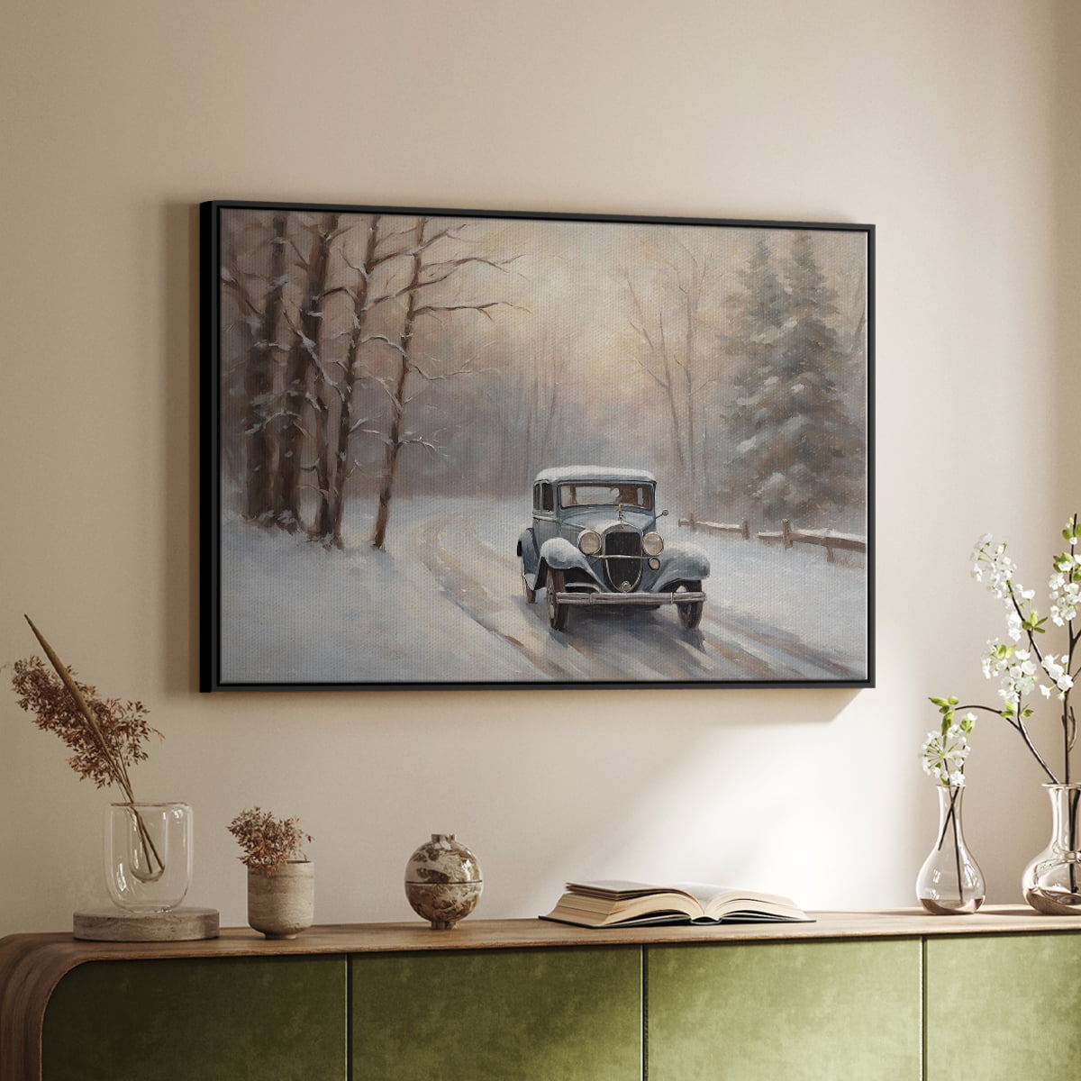 Vintage Landscape-CCIX By Wexford Home Framed in Black Wood Gallery Wrapped Canvas 17 in. x 25 in.
