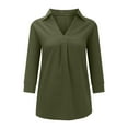thumbnail image 4 of Aloohaidyvio 2024 Plus Size Tops Clearan Womens Casual Loose Pullover V-neck Top Solid Color Shirt, 4 of 5