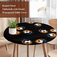 thumbnail image 3 of Black Soccer Round Tablecloth 36-44 Inch Round Fitted Table Cloth with Elastic Edge, Orange Blue Football Sports Waterproof Table Cover Protector for Outdoor Picnic Party Dining, 3 of 9