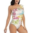 thumbnail image 3 of Wukai Retro Colorful Butterfly Chic One Shoulder Swimwear with Ruffle Design and Tummy Control Skirt: Fashionable, Supportive, Comfortable for Beach-X-Large, 3 of 7