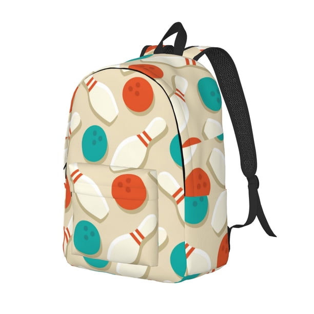 Easygdp Vintage Bowling Mochila de Lona Resistente para Laptop, Compatible con Laptops de 15 a 17 pulgadas, Ideal para Escuela, Trabajo y Viajes-Medium