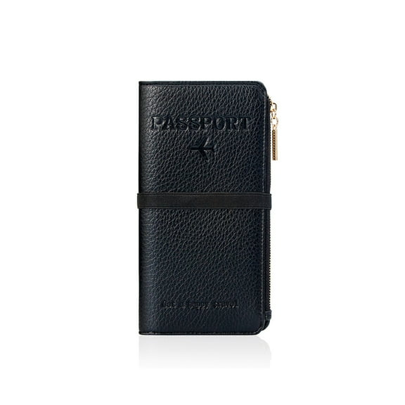 Jaucin Passport Holder, RFID Blocking Passport Wallet Credit Cards Case, Travel Accessories Organizer Pouch Bag with ID Window Zippered Cash Pocket SIM Slots
