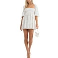 thumbnail image 1 of ZAXARRA Femmes Été Paillettes Sparkle Robe Demi-Manche Col Carré Dos Découpé une Ligne Robe Courte Partie Robe, 1 of 5