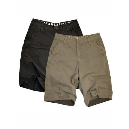 StoneTouch Mens Chino Shorts Black + Khaki, 2 pc pack,