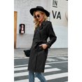 thumbnail image 5 of Double Breasted Spring Fall Women Solid Color Lapel Long Casual Trench Coat, 5 of 7