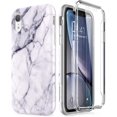 thumbnail image 1 of Case for iPhone XR,[Built-in Screen Protector] Natural Marble Shockproof Rugged 360 Full Body Bumper Protective Cover for iPhone XR 6.1 Inch, 1 of 8