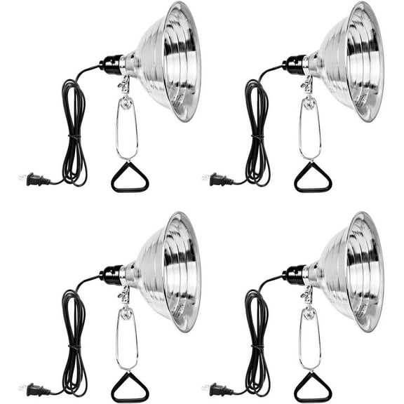 Simple Deluxe 4-Pack Clamp Lamp Light with 8.5'' Aluminum Reflector, 150 Watt E26 (No Bulb Included), 6 Feet 18/2 SPT-2 Cord, for Reptiles Plants Growing