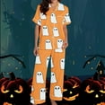 thumbnail image 3 of successthop Halloween Pajamas Women Short Sleeve Collar Button Down with Pant 2 Pieces with Pockets Loungewear, 3 of 5