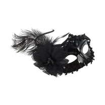 Unique Bargains 1 Pc Ostrich Feather Half Face Party Mask for Masquerade Party Black