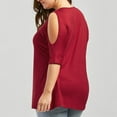 thumbnail image 3 of XCHQRTI Women V Neck Off Cold Shoulder Blouse Top Plus Size Lace T Shirt, 3 of 4