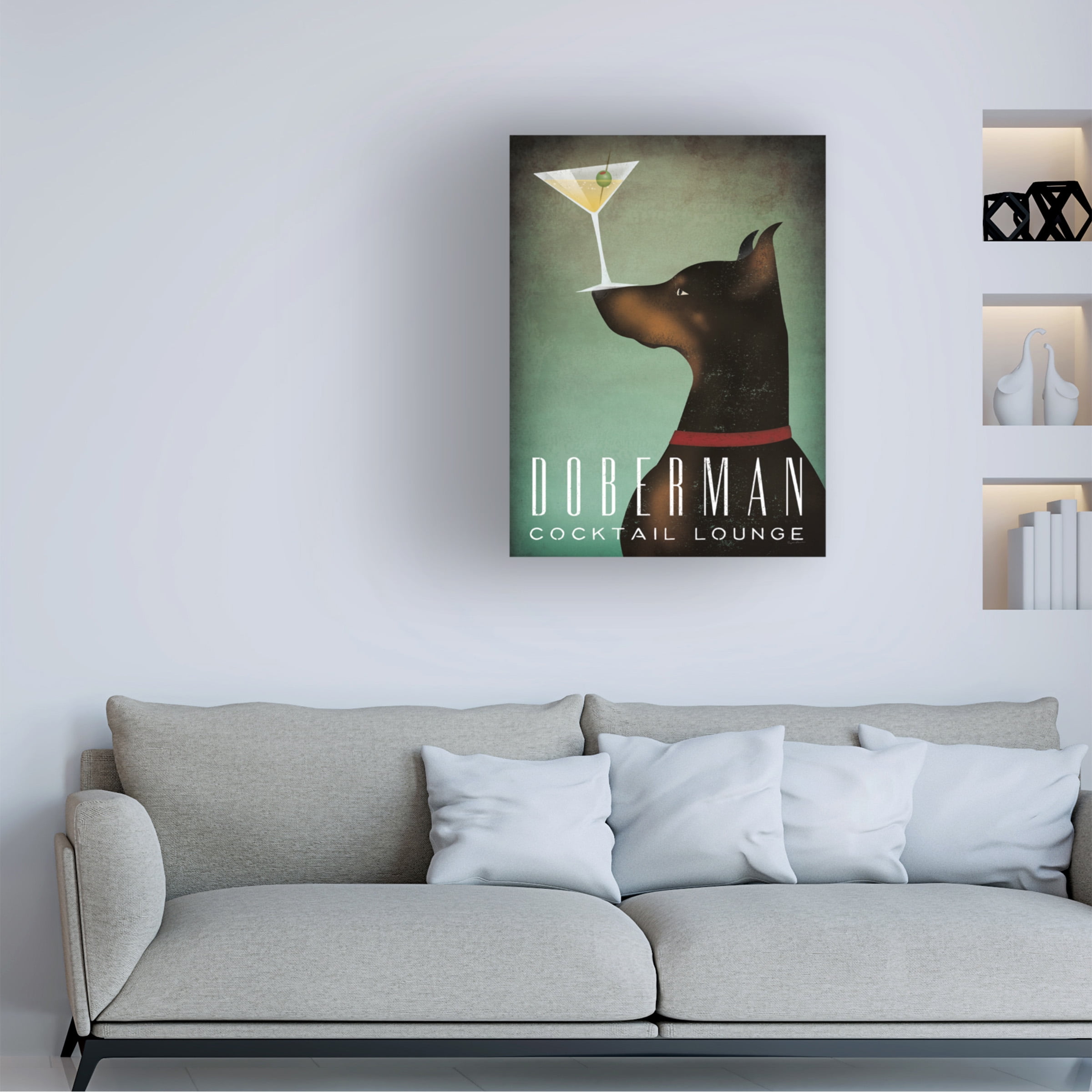 Trademark Fine Art Ryan Fowler Doberman Martini Canvas Wall Art - 35x47