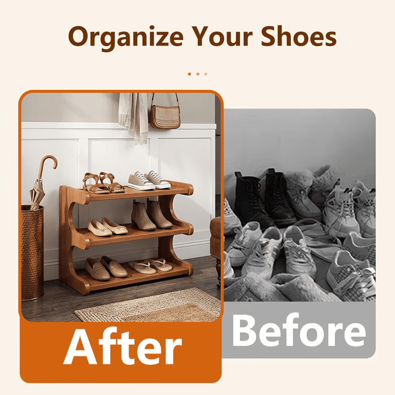 AISWORD 3-Tier Bamboo Shoe Rack Organizer,Free-Standing Shoe Storage Shelf for Entryway,Closet,Bedroom