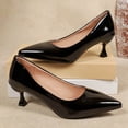 thumbnail image 5 of Women's Patent Leather Pointed Toe Heels, French Retro Kitten Heel Dress Shoes, Plus Size Comfortable High Heel Shoes for Daily Wear, 5 of 10