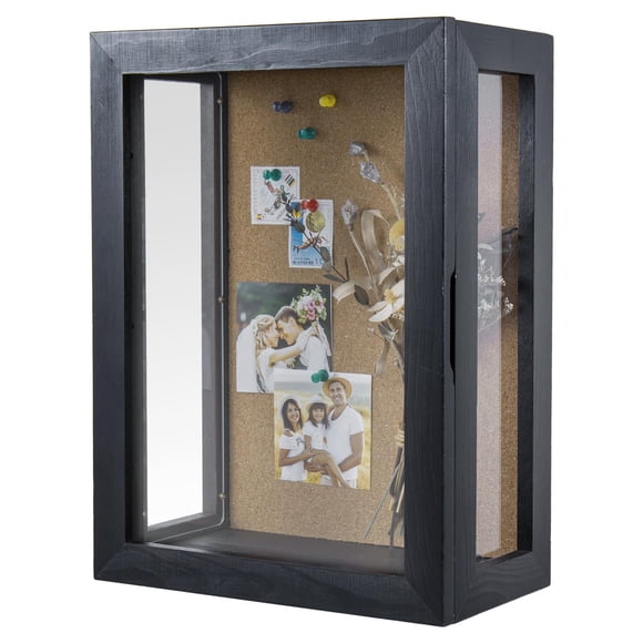 Caja Deep Shadow para montar en la pared MyGift, vintage, negra, 28 x 38 cm