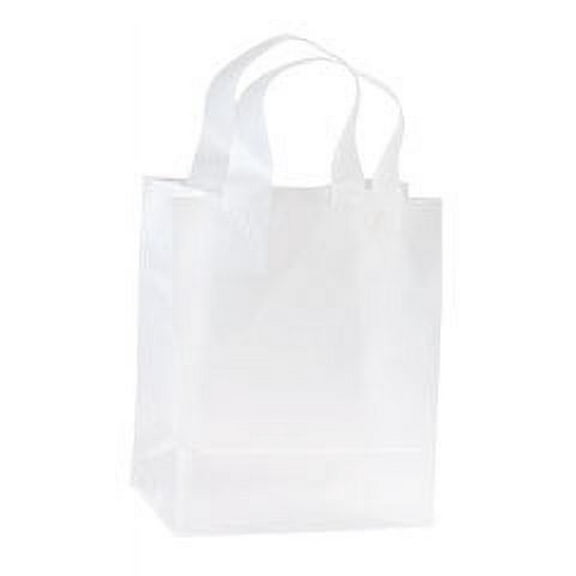 SSWBasics- Clear Frosted Plastic Shopping Bags - 8" x 5" x 10" - Case of 250- Shopping Bags