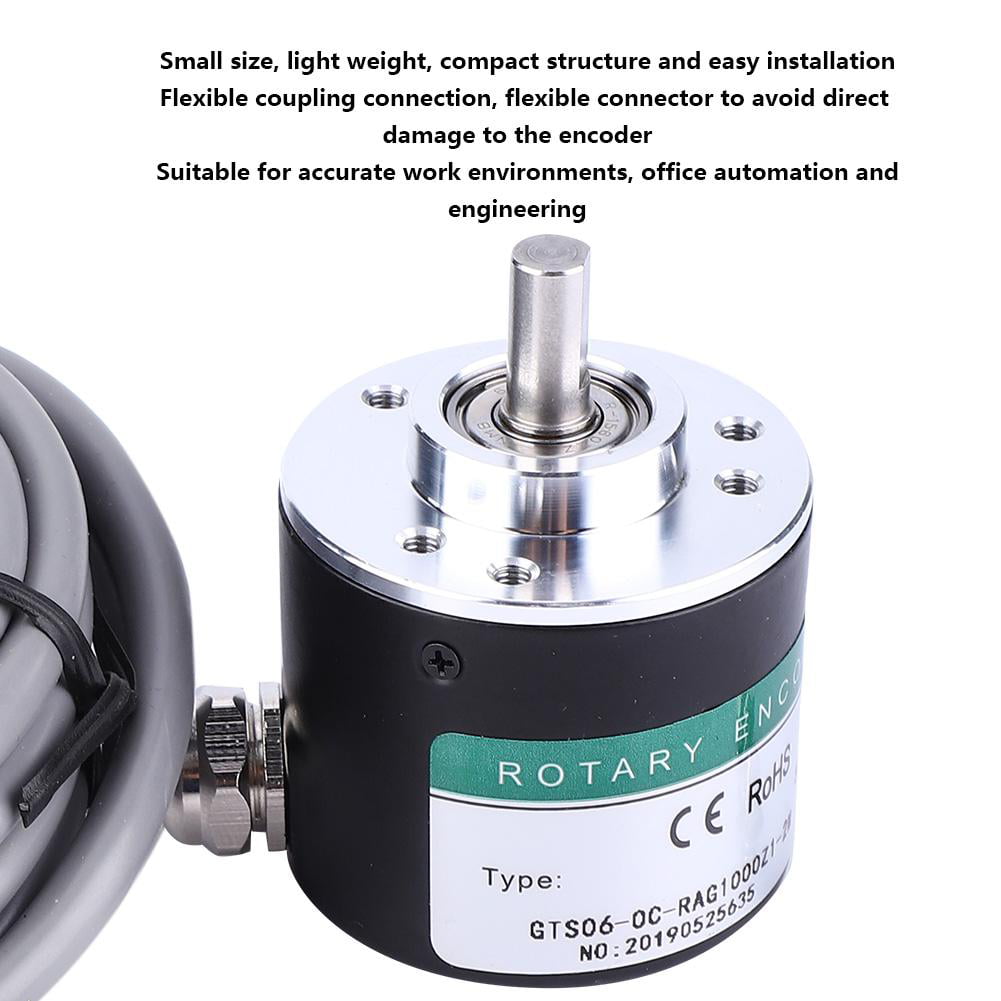 GTS06-1000 5-24V Incremental Pulse Photoelectric Rotate Encoder ABZ 3 Phase 6mm Shaft Suitable for Accurate Work Environments Automation Engineering Rotary Encoder Easy Installation 