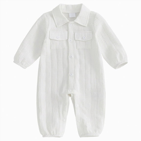 Quealent Infant Baby Girl Boy Romper Easy Diaper Changes Bodysuit Romper Cotton Romper One Piece Outfits Bodysuit (White, 9-12 Months)