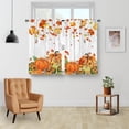 thumbnail image 4 of Fall Pumpkins Maple Leaves Kitchen Curtains, Autumn Leaf Harvest Wooden Barn Door Small Short Cafe Window Drapes Over Sink Dining Room Decor Tier Curtains Rod Pocket 2 Panels 36x28 Inches, 4 of 6