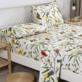 thumbnail image 2 of 4Pcs Birds Sheets Set for Queen Bed, Farmhouse Green Leaves Pattern, Luxurious Egyptian Percale Cotton Bed Sheet Silky Smooth Breathable & Cooling Sheets Set Bedding Collection, Queen Size, 2 of 8
