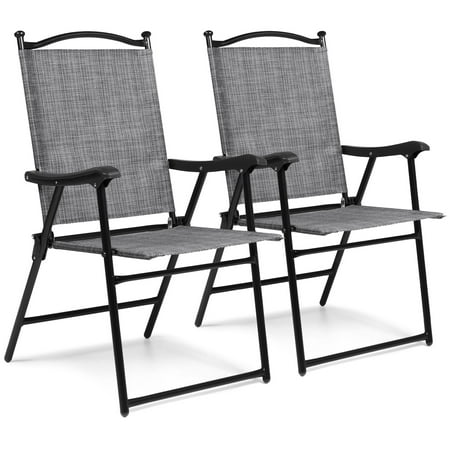 - Best Choice Products Set of 2 Outdoor Mesh Fabric Portable Folding Sling Back Chairs for Backyard, Picnics, Beach, Camping, Patio, Porch, Garden, Pool w/ UV-Resistance - Gray