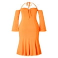 thumbnail image 4 of Femmes Élégante Robe Licol Sangle Basse Coupe Solide Couleur Queue de Poisson Robes Dame Sexy Robe d'Été, 4 of 9