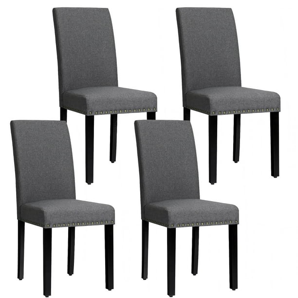 Costway Set Of 4 Fabric Dining Chairs W, Metal And Fabric Dining Room Chairs