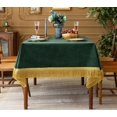 thumbnail image 3 of XmhyTop-A Thickset Velvet Tablecloth with Elegant Tassels, 100x160cm Banquet Wedding Party Table Cover, Decorative Event Home Table Cloth,Green, 3 of 4