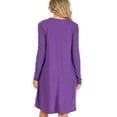 thumbnail image 4 of Women's A-Line Round Neck Long Sleeve Pockets Lightweight Solid Mini Midi Dress, 4 of 5