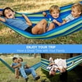 thumbnail image 4 of Double Camping Hammock - Outdoor Portable Cotton Hammock with Two Anti Roll Balance Beam, Max 500 lbs Weight Capacity,Perfect for Camping, Hiking, and Travel - Blue, 4 of 7