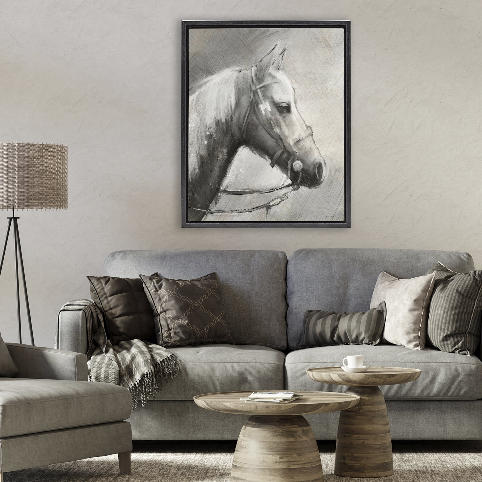 Stupell Industries Modern Ranch Horse Black Framed Floater Canvas Wall Art, design by Chad Barrett