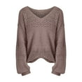 thumbnail image 4 of Baqcunre Women's Clothing, Womens Sweaters Casual Long Sleeve V Neck Lightweight Crochet Pullover Sweater Tops Valentines Day Gifts, 1Pc Top Rose Gold 2XL, 4 of 7