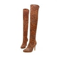 thumbnail image 6 of Fesfesfes Womens Boot Leopard Print Pointed Toe Slim And Warm Super High Heel Over-the-knee US:9(42), 6 of 7