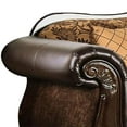 thumbnail image 2 of Leatherette Sofa with Intricate Carving and Jacobean Pattern, Dark Brown, 2 of 5