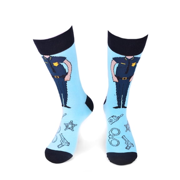 Mens Police Officers Novelty Socks in Light Blue, Black and Blue