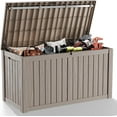 thumbnail image 1 of Coffre de Terrasse de Rangement Extérieur en Résine Gris de 150 gal - Étanche, Couvercle Verrouillable et Poignées pour Meubles de Patio, Outils de Jardin, 1 of 7