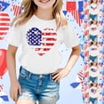 thumbnail image 6 of Usa 250Th Anniversary Shirt Girls Independence Day Heart Print Crew Neck Short Sleeve Breathable Tops for Fourth Of July White 3 Years-4 Years, 6 of 7