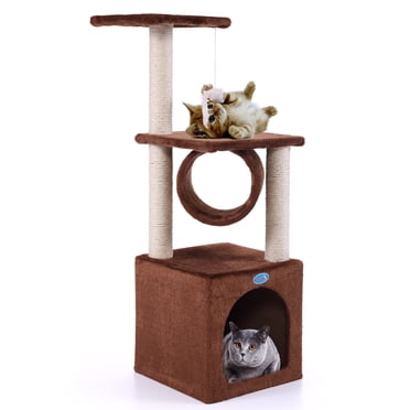 36-Inch Large Cat Tree With Scratching Posts, Ladders, And Plush Perches - Kitty Activity Tower