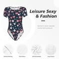 thumbnail image 4 of Saiise Motif de Fleurs de Cerisier Combinaison à Manches Courtes pour Femme Pyjama à Col Rond Justaucorps Extensible avec Fermeture à Boutons-Pression-Moyen, 4 of 7