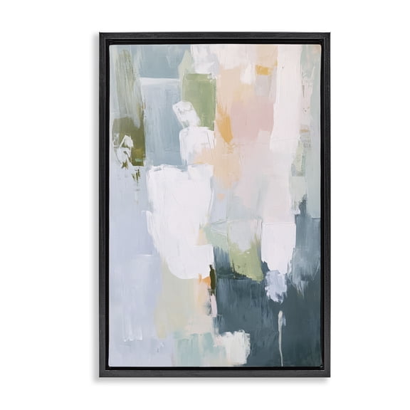 Stupell Industries Transitional Abstract Pastel Brushstroke Composition Black Floating Frame Canvas Art, 17 x 25, by Petals Prints Design