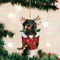 thumbnail image 2 of Zmeidao Dachshund Dog Christmas Pendant, Christmas Dachshund Ornament Santa Claus Hanging Decoration Car Accessories Drop Ornaments Animal Xmas Crafts Decor Tree Hanging, 2 of 3