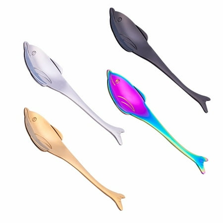 

4PCS Stainless Steel Soup Spoon Cartoon Dolphin Shape Coffee Stirring Spoons